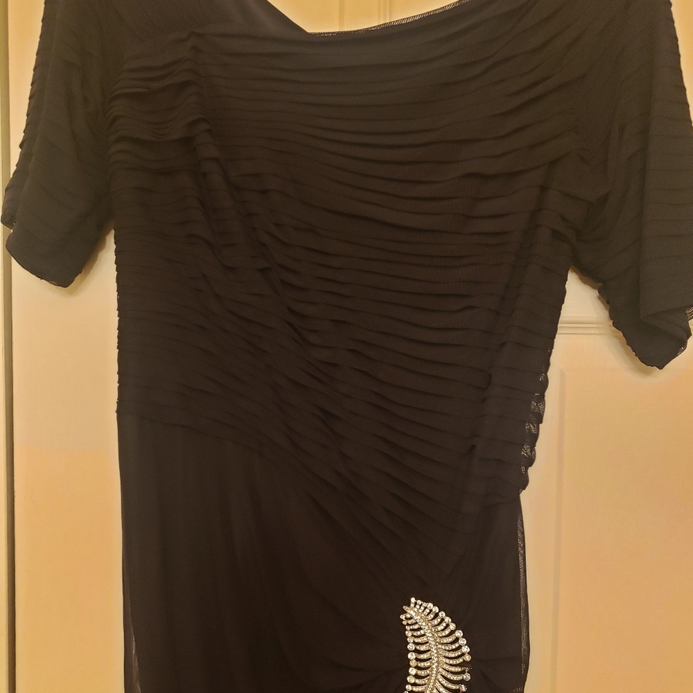 Tadashi Shoji Black Asymmetrical Ruched Cocktail Dress